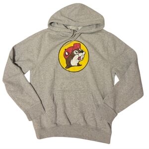 BUC-EE'S Unisex Gray Hoodie Sweatshirt Size Medium Kangaroo Pocket Beaver Logo